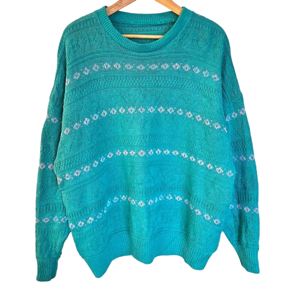 90s vintage‎ striped pullover crewneck sweater